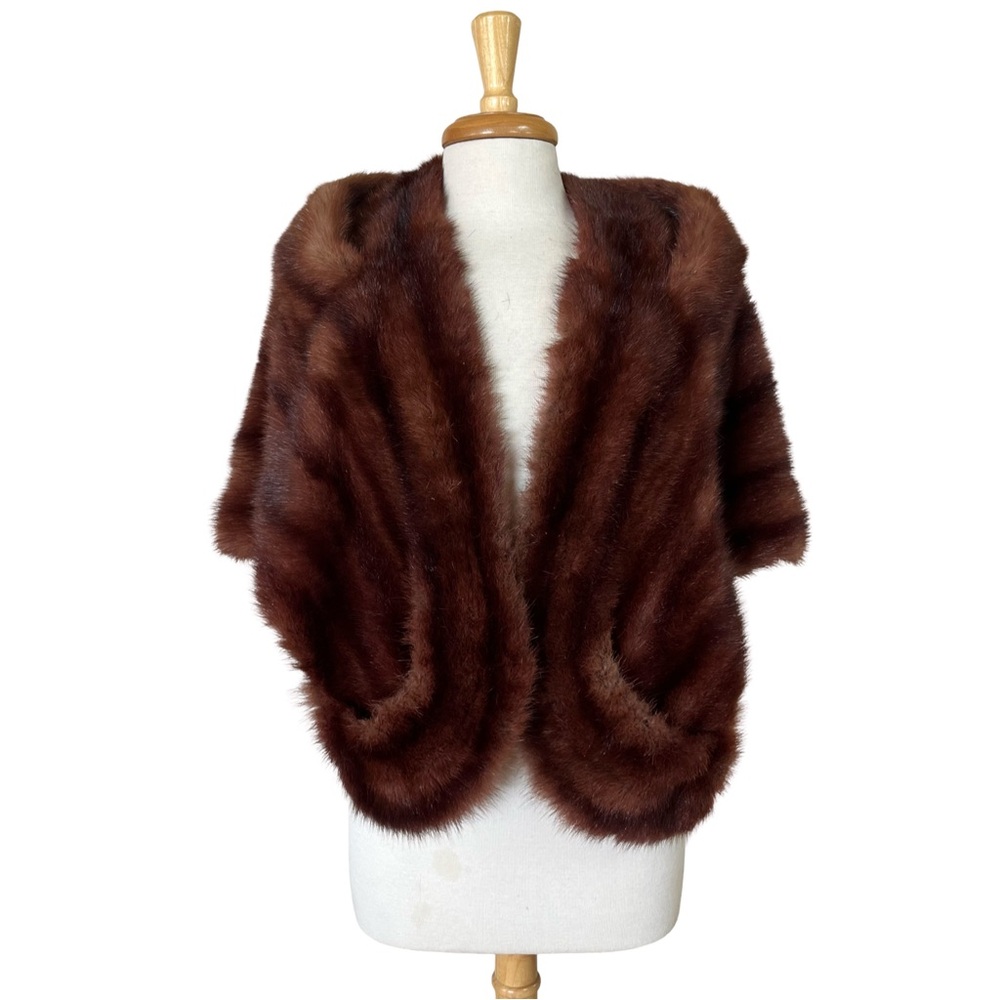 Vintage Reddish Brown Mink Fur 1940’s Stole